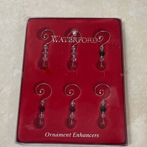 Waterford Christmas Ornament Enhancers Set # 136392 Green(2), Red (2), Clear (2)